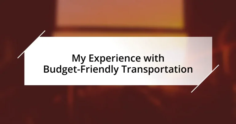 My Experience with Budget-Friendly Transportation