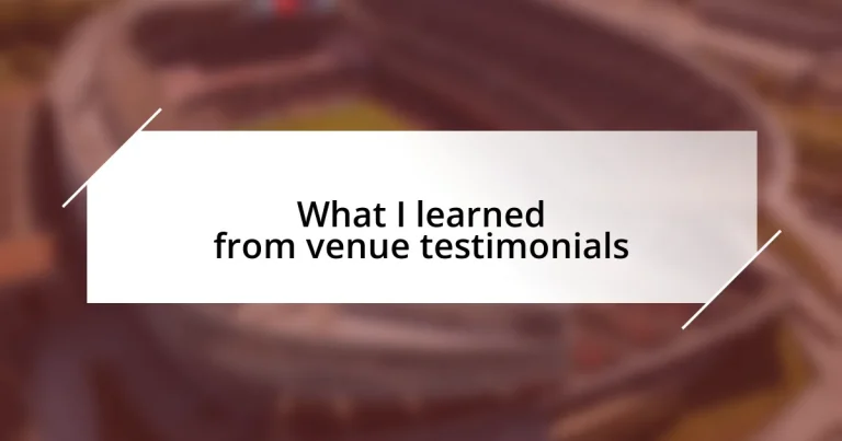 What I learned from venue testimonials