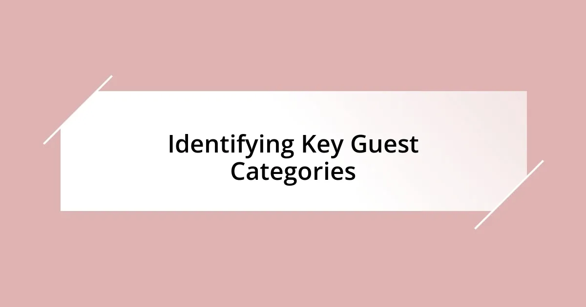 Identifying Key Guest Categories