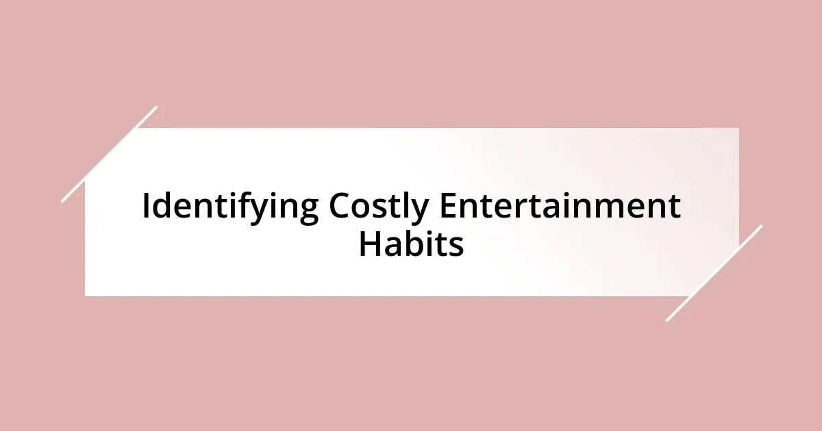 Identifying Costly Entertainment Habits