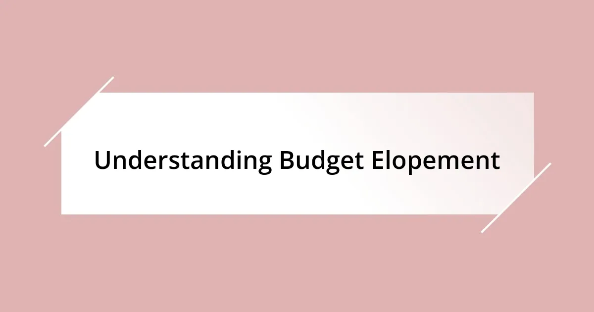 Understanding Budget Elopement